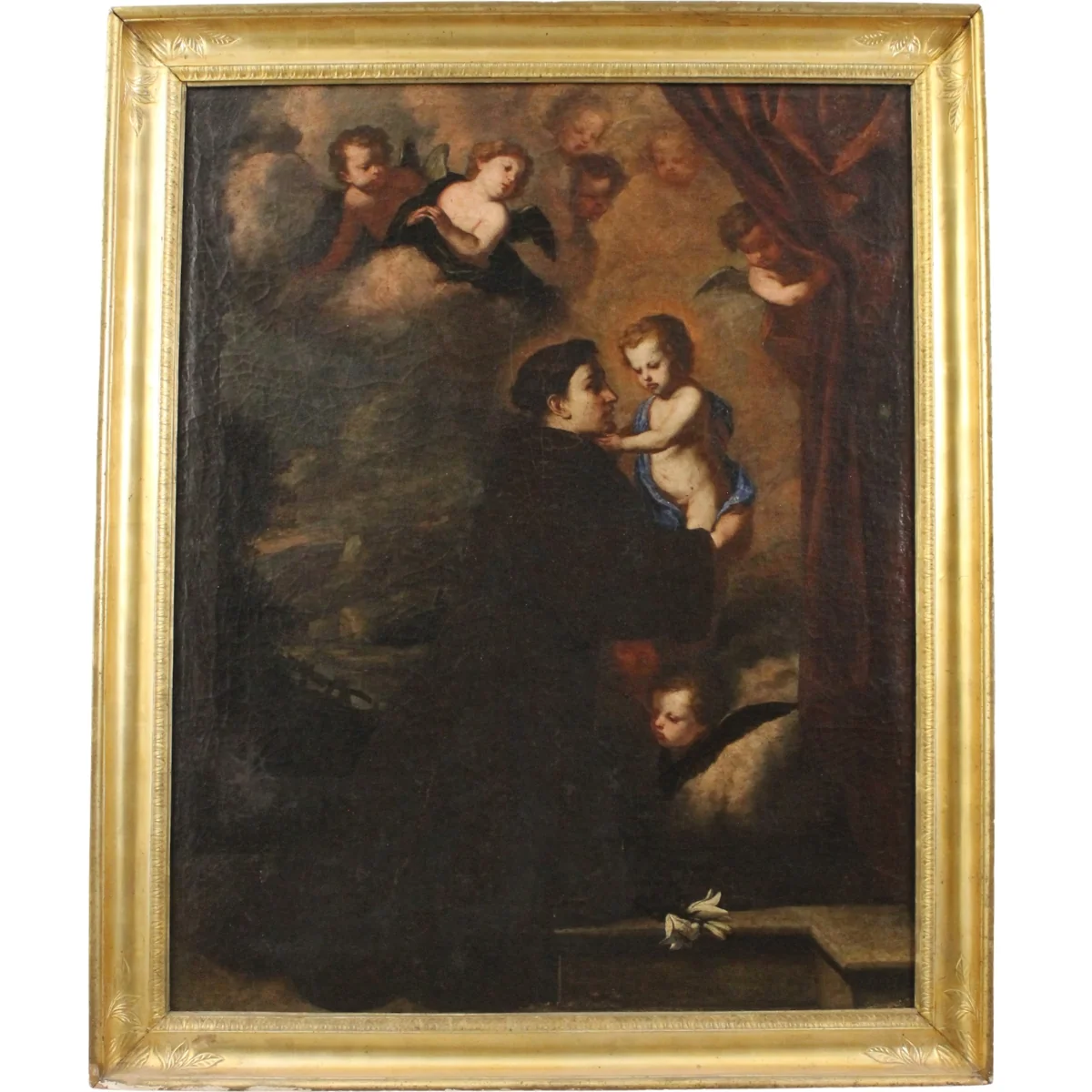 Rosalia Novelli (1628/1688) (attr.) "Sant'Antonio con il Bambino contornati da putti alati"