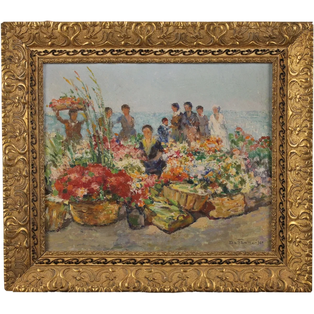 Pietro De Francisco (1873/1969) "Mercato dei fiori"