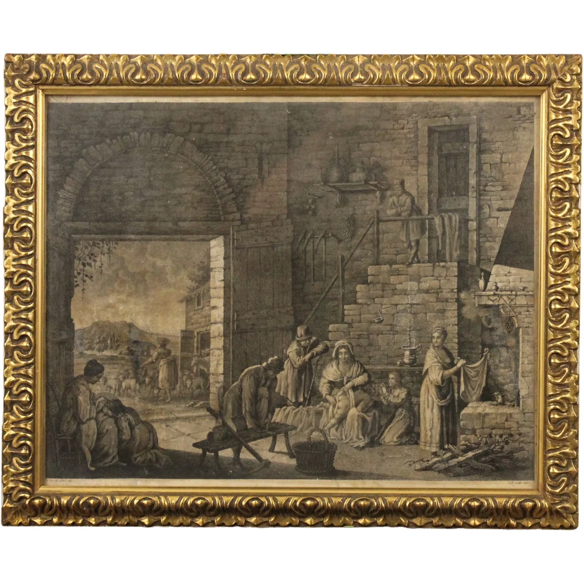 Giuseppe Zocchi (1716/1767) "Scena di vita quotidiana"
