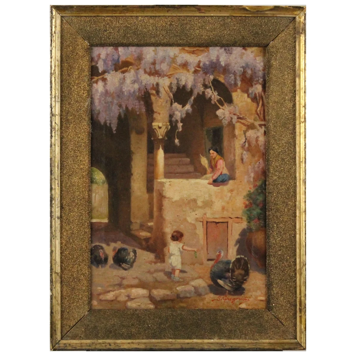 Salvatore Gregorietti (1870/1952) "Nel cortile"