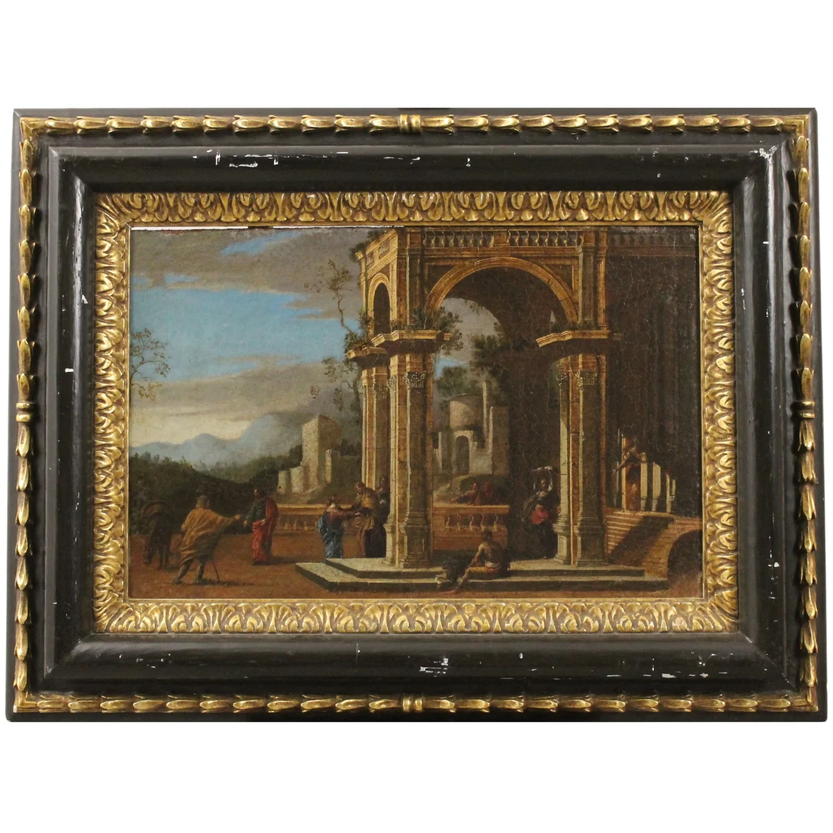 Ascanio Luciani (1621/1706) "Capriccio architettonico con figure"