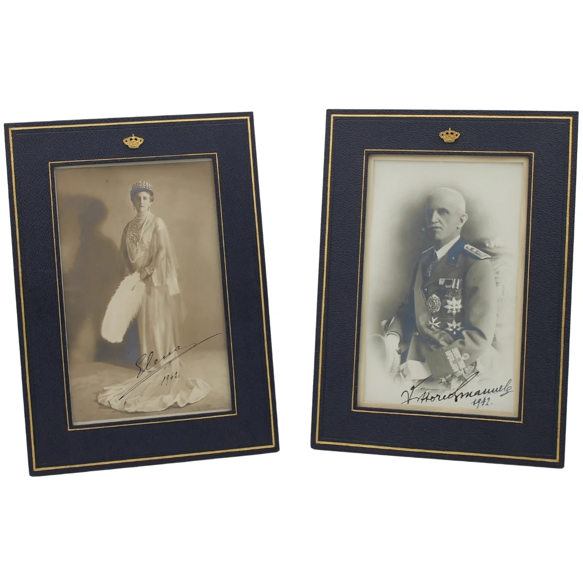 Foto autografe di Vittorio Emanuele III e Elena del Montenegro