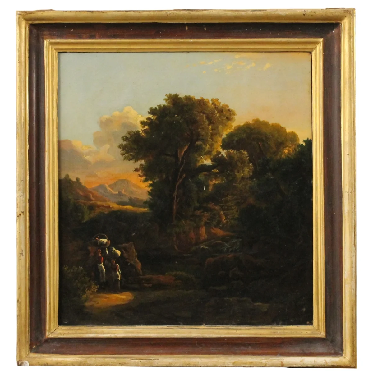 Scuola italiana del secolo XIX "Paesaggio con figure"