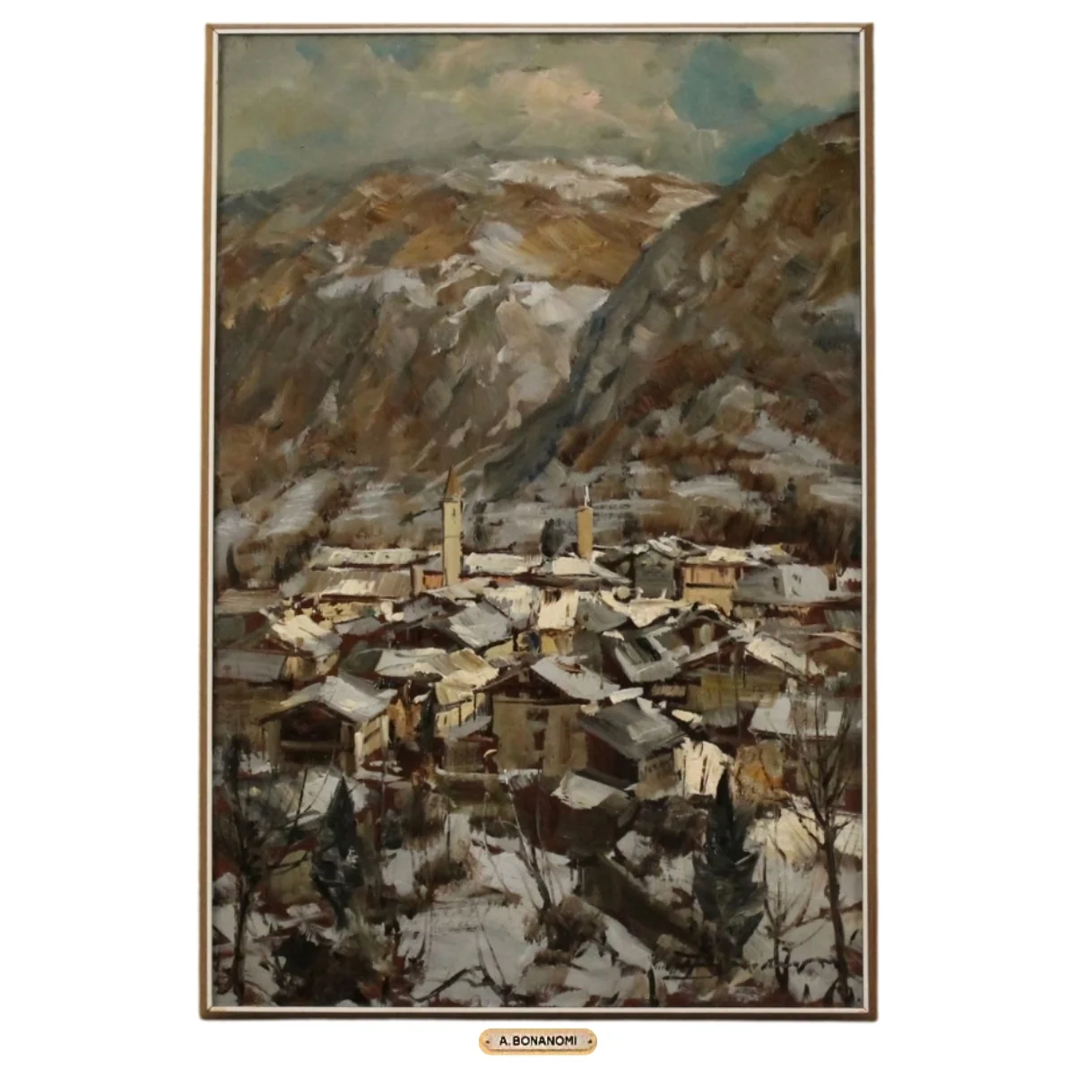 Arturo Bonanomi (1920/2010) "Paesaggio innevato"